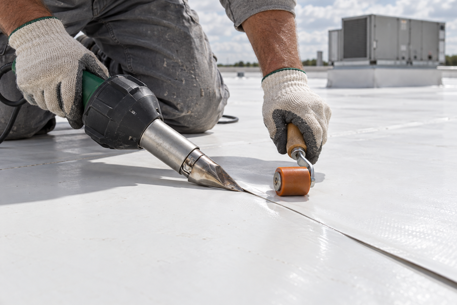 commercial roofing on a Pompano Beach building